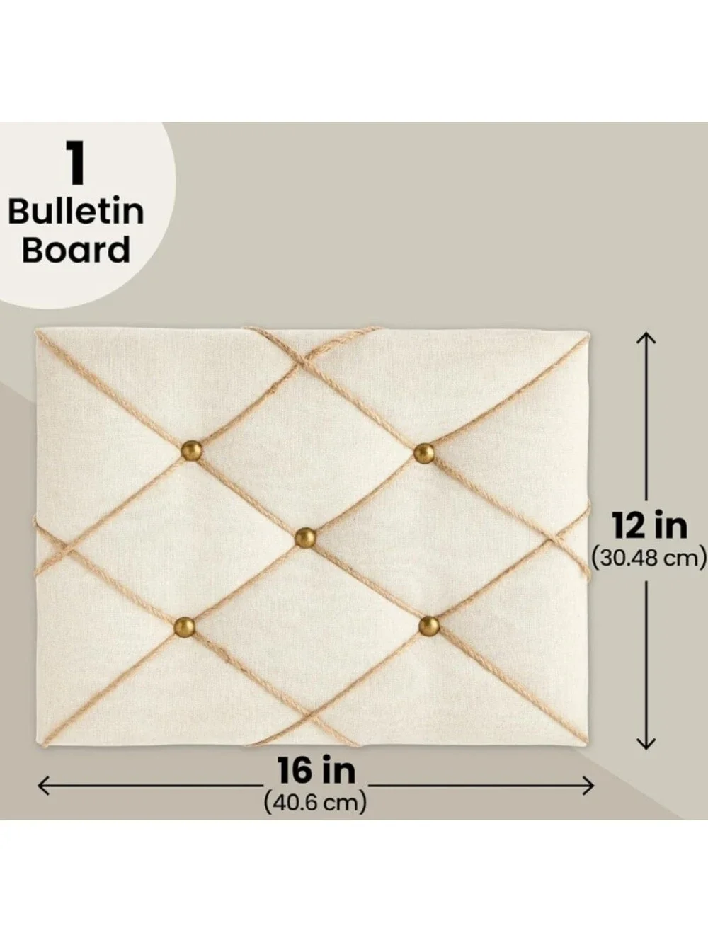 Farmlyn Creek NWT Button Tufted Canvas Bulletin Board Jute Detail Cream/Natural